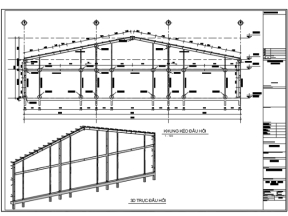 File cad chi tiết kết cấu khung thép nhà xưởng kích thước 45x78m (kết cấu)