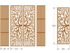 File cad cổng 4 cánh cây cnc