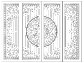 File cad dxf cnc cổng 4 cánh trống đồng dxf