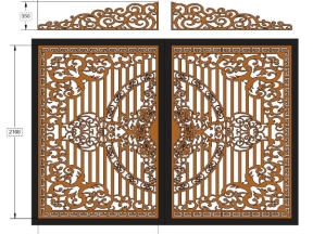 File cad dxf thiết kế cổng 2 cánh cnc có vòm