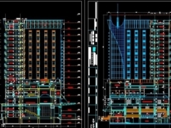 File cad kết cấu, kiến trúc thiết kế tòa nhà khách sạn 12 tầng nổi 1 tầng hầm và 1 lửng