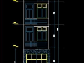 File cad kiến trúc, kết cấu, điện nước nhà phố 4 tầng kt 3.9x12.35m