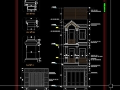 File cad kiến trúc mẫu nhà phố 3 tầng kích thước 4x13.6m