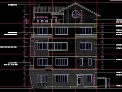 File cad kiến trúc thiết kế nhà góc phố 5 tầng kích thước 7.2x13.5m