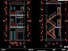 File cad kiến trúc thiết kế nhà phố 3 tầng KT 4.9x16.2m