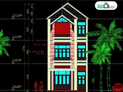 File cad kiến trúc thiết kế nhà phố đẹp KT 6.17x17.52m chia sẻ các bạn tham khảo