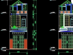 File cad mẫu bản vẽ nhà phố 2 tầng KT 4x11m gồm kiến trúc, kết cấu