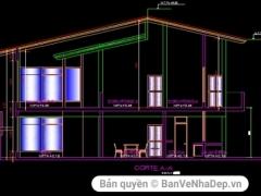 File cad mẫu bản vẽ nhà phố 2 tầng miễn phí tại banvenhadep.vn