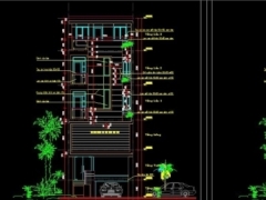 File cad mẫu thiết kế tòa nhà văn phòng KT 6x14.5m 5 tầng 1 hầm gồm kết cấu, kiến trúc, điện nước