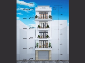 File cad nhà phố 5 tầng + 1 tum (4x16.6m) khoan nhồi có đầy đủ bản vẽ