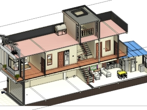 File cad revit nhà dân 2 tầng 5x20m