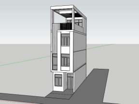 File cad sketchup nhà ở 3 tầng 1 tum 4x13.8m