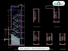 File cad thiết kế cầu thang nhà ở 5 tầng 1 hầm miễn phí