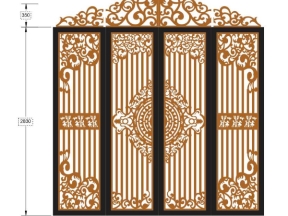 File cad thiết kế cnc cổng 4 cánh có vòm