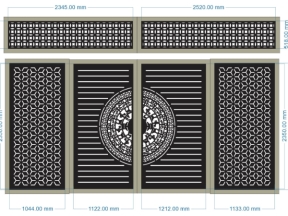 File cad thiết kế cnc cổng 4 cánh và ô thoáng dxf