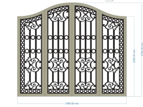 File cad thiết kế cnc cổng 4 cánh vòm đẹp nhất