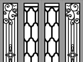 File cad thiết kế cnc cửa sắt 4 cánh dxf