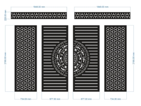 File cad thiết kế cổng 4 cánh chính phụ cnc dxf