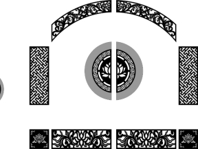 File cad thiết kế cổng chùa 2 cánh cnc hoa sen