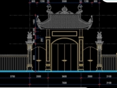 File cad thiết kế cổng chùa và hàng rào chi tiết