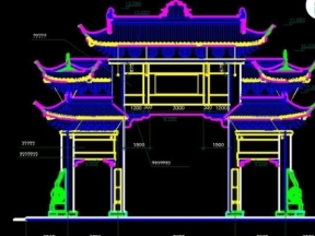 File cad thiết kế cổng trào mái hiên cổng cổ điển Trung Quốc free