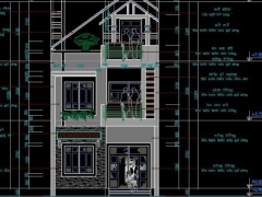 File cad thiết kế đầy đủ kiến trúc nhà ở phố 2,5 tầng kích thước  6x19.5m chi tiết