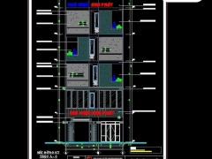 File cad thiết kế khách sạn 5 tầng kích thước 8.4x17.8m full hồ sơ bản vẽ