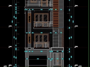 File cad thiết kế nhà lô phố 4 tầng KT 6.1x10.5m hạng mục kết cấu, kiến trúc