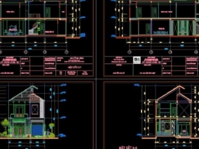 File cad thiết kế Nhà ở gia đình 2 tầng kích thước 8x17m