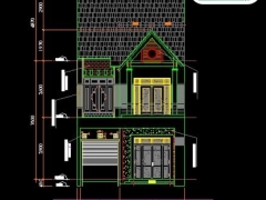 File cad thiết kế nhà phố 2 tầng gồm kiến trúc KT 6.8x31.5m