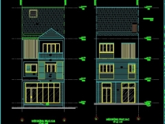 File cad thiết kế nhà phố 3 tầng mái thái kích thước 6.5x17m gồm kiến trúc và dự toán