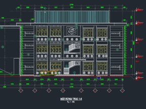 File cad trường mầm non 10.5x21.7m