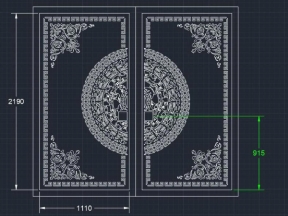 File cnc cổng 2 cánh trống đồng phong cách mắt