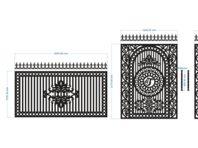 File cnc cổng 2 cánh và hàng rào file cad đẹp