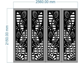 File cnc cổng 4 cánh hoa phong cách