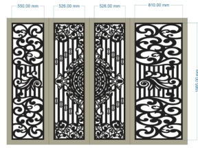 File cnc cổng 4 cánh mẫu đẹp dxf mới nhất