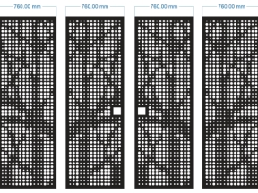 File cnc cổng 4 cánh mẫu họa tiết cây đẹp dxf