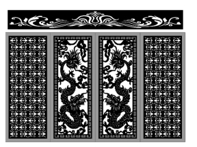 File cnc cổng 4 cánh rồng phong cách