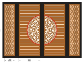 File cnc cổng 4 cánh sen và trống đồng đẹp