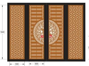 File cnc cổng 4 cánh trống đồng, bông tuyết