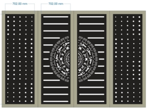 File cnc cổng 4 cánh trống đồng kết hợp mẫu họa tiết lỗ tròn