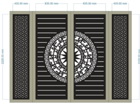 File cnc cổng 4 cánh trống phong cách