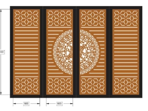 File cnc cổng 4 cánh trống trúc phong cách mắt