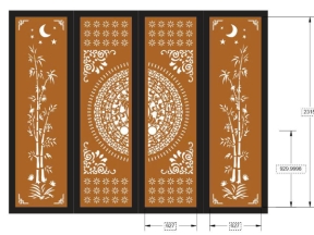 File cnc cổng 4 cánh trúc trống đồng dxf