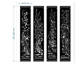 File cnc cổng 4 cánh tùng cúc trúc mai đơn giản