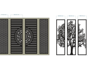 File cnc cổng 4 cánh và thiết kế cổng cây