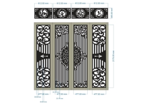 File cnc cổng 4 cánh vạn sự như ý dxf cao cấp