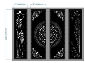 File cnc cổng mẫu họa tiết cánh trúc dừa