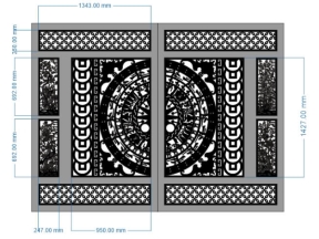 File cnc cổng trống đồng và tùng cúc trúc mai 2 cánh