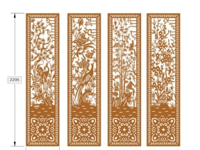 File cnc cổng tùng cúc trúc mai 4 cánh